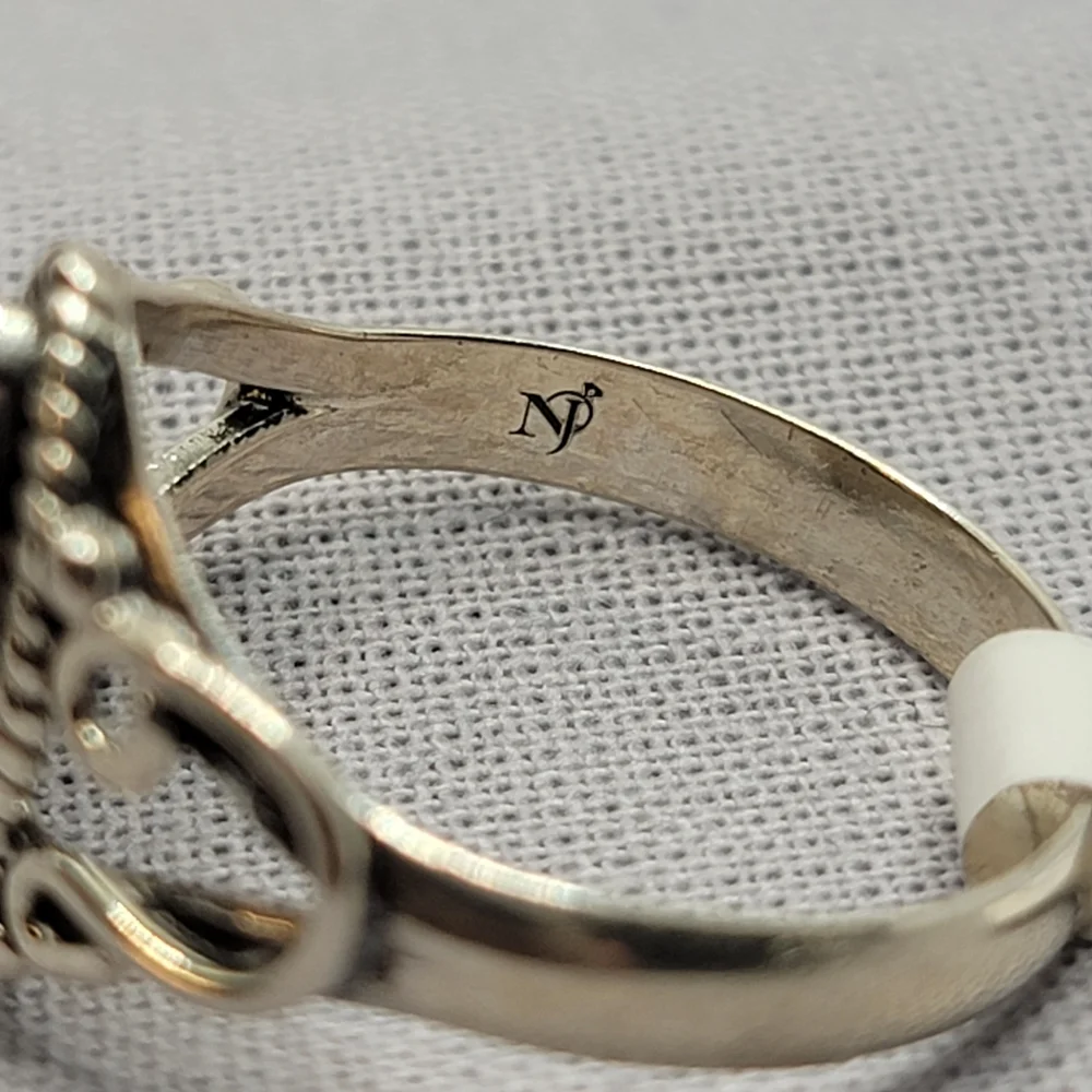 Blue Apatite Sterling Silver Horseshoe Ring Signed Size 7